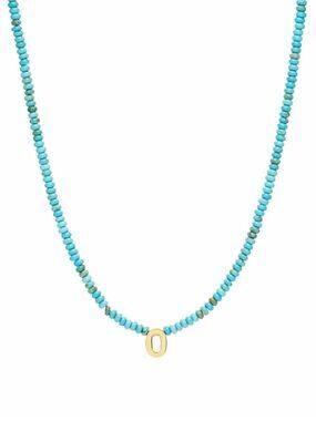 O - Initial Turquoise Beaded Necklace by Mayamar